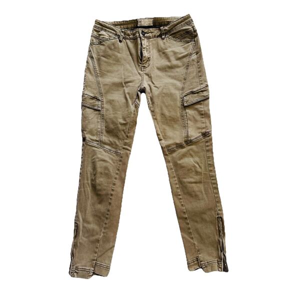 Free People Army Green Cargo Pants Zippered Ankles Sz 29 Womens - Picture 1 of 6